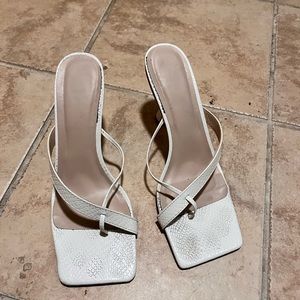 White Flip Flop Heeled Sandals